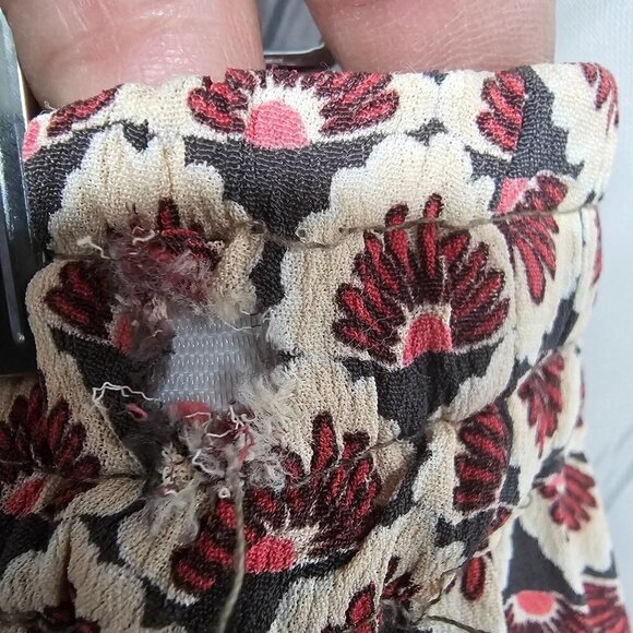 VTG Just Cruisin Brown Pink Patchwork Boho Peasant Silk Maxi Skirt One Size Flaw - Picture 13 of 13